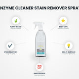 [4 Pack] Spearmint Sage Scent Stain and Odor Remover 20 oz Spray with Adhesive Remover - Stain Remover Spray - Enzyme Cleaner, Laundry Booster