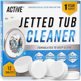 Jetted Tub Cleaner Bathtub Tabs - 12 ACTIVE Cleaning Tablets, Compatible with Whirlpool & Spa Bath System, Jets, Whirl Tubs, Professional Septic Safe