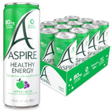 ASPIRE® Apple Acai, Healthy Energy Drink 80mg Natural Caffeine, Zero Sugar No Carbs Keto Friendly, 12 Pack Green Tea Sugar Free Drink Low Caffeine