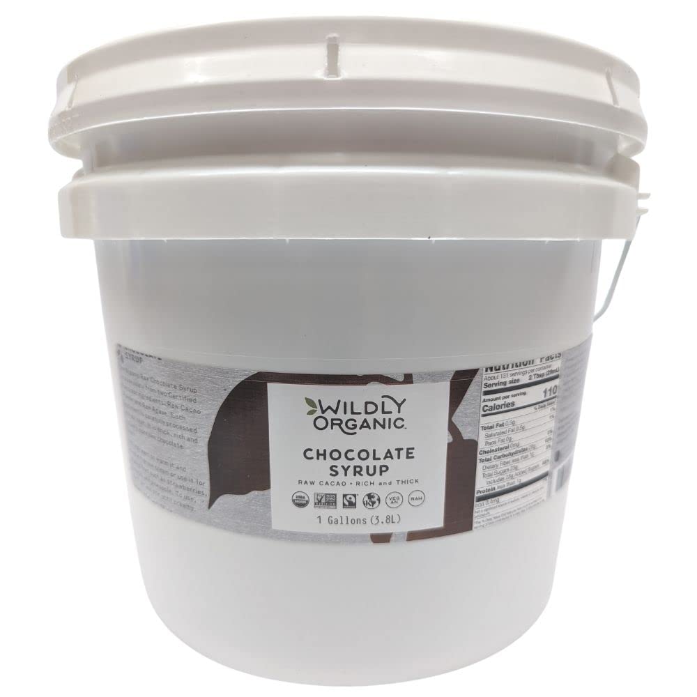 Wildly Organic Chocolate Syrup 128 Fl Oz, 1 Gallon - Organic, Dairy-Free, Fair Trade, Non-GMO, Kosher, Vegan, Premium Rich Chocolate Flavor - Perfect