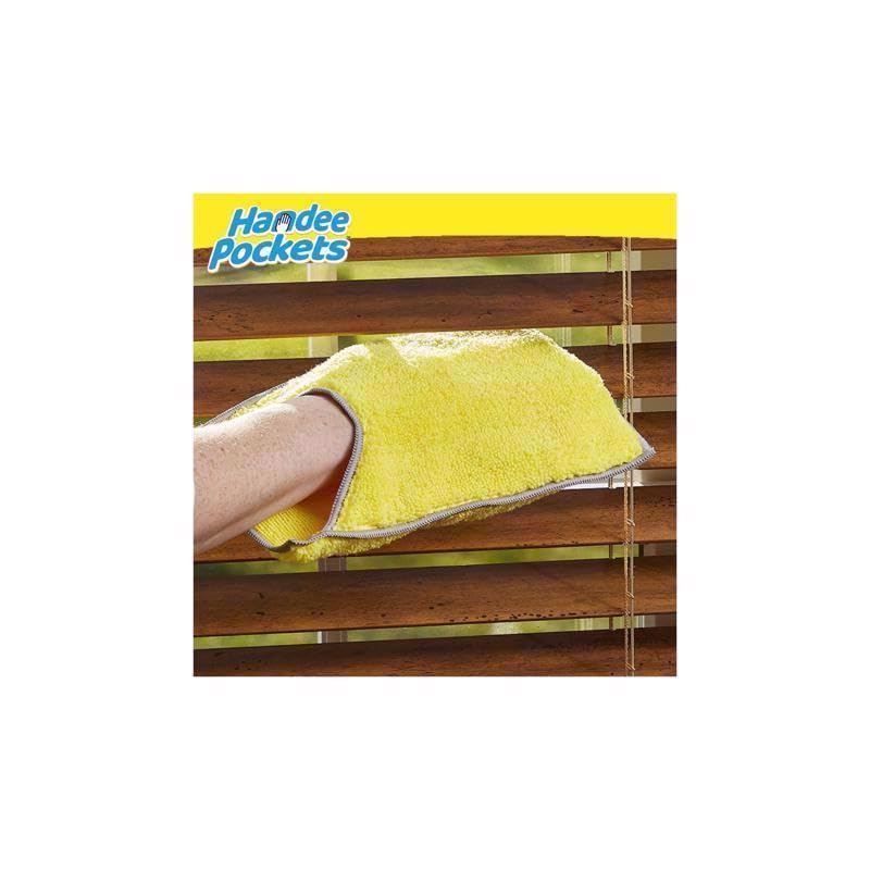 HANDEE Pockets Dusting & Polishing Microfiber Cleaning Cloths with Built-in Pockets, 6.25 in. W x 9.75 in. L, 2 Pack - Ultra Absorbent, Reusable
