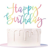 Auteby Rainbow Happy Birthday Cake Topper, Glitter Birthday Party Decoration Supplies