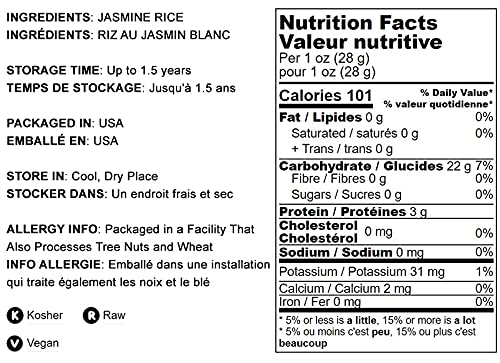 Food to Live - Jasmine White Rice, 1 Pound - Long-Grain, Raw, Vegan, Kosher, Bulk. Fluffy Texture. Perfect Side Dish. Great for Stir-Fried Vegetables, Stews, and Thai Curries