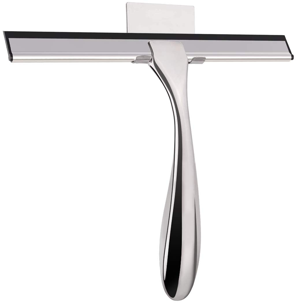 LPOLER Shower Squeegee for Shower Doors, Bathroom, Mirrors, Tiles and Car Windows (Grey, 10inch)