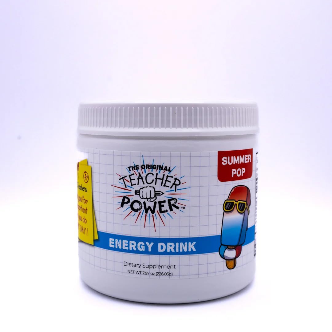 Teacher Power (The Original) Sugar Free Energy Drink 70/servings per Jar 100mg Caffeine with B Vitamins (Summer Pop)