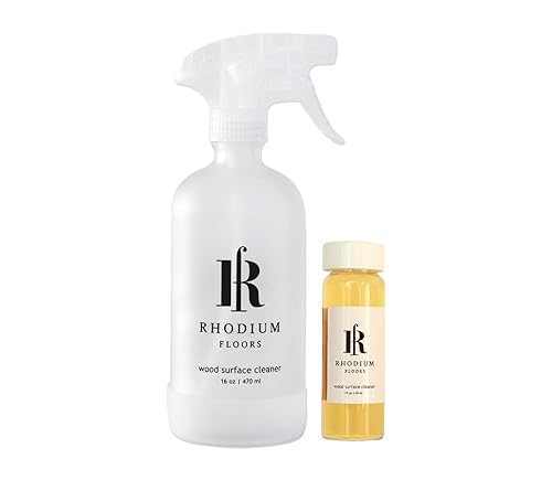 Rhodium Floors natural surface cleaner reusable glass bottle and vial concentrate for wood and bath & tiles (Wood Floor)