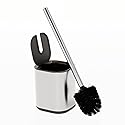 Home Zone Living Toilet Brush with Automatic Lid and Stainless Steel Handle, Compact Bathroom Cleaning Tool