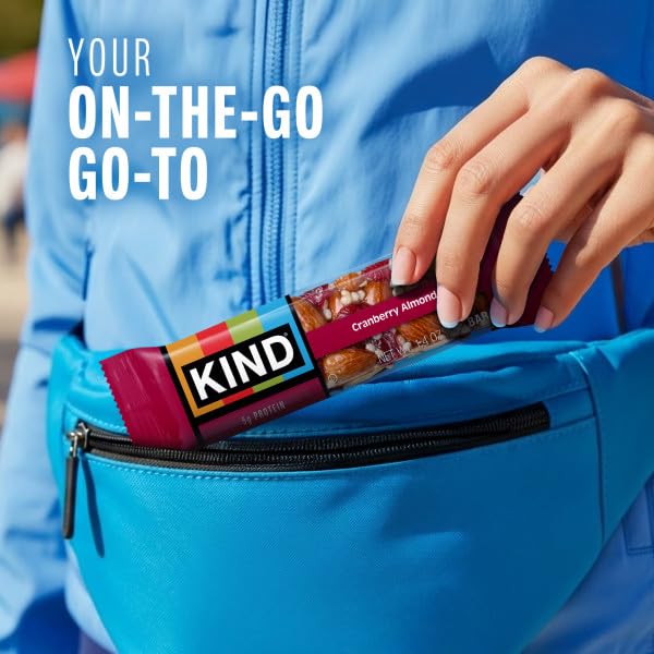 KIND Healthy Snacks Bars, Cranberry Almond, Gluten Free, High Fiber Snacks, 5g Protein, 12 Count