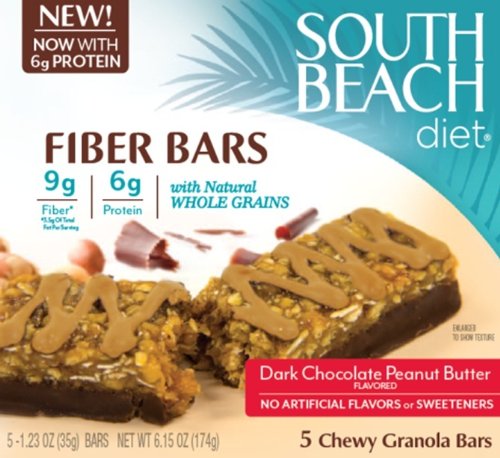 South Beach Diet Dark Chocolate Granola Bar, Peanut Butter, 5-Count (Pack of 8)