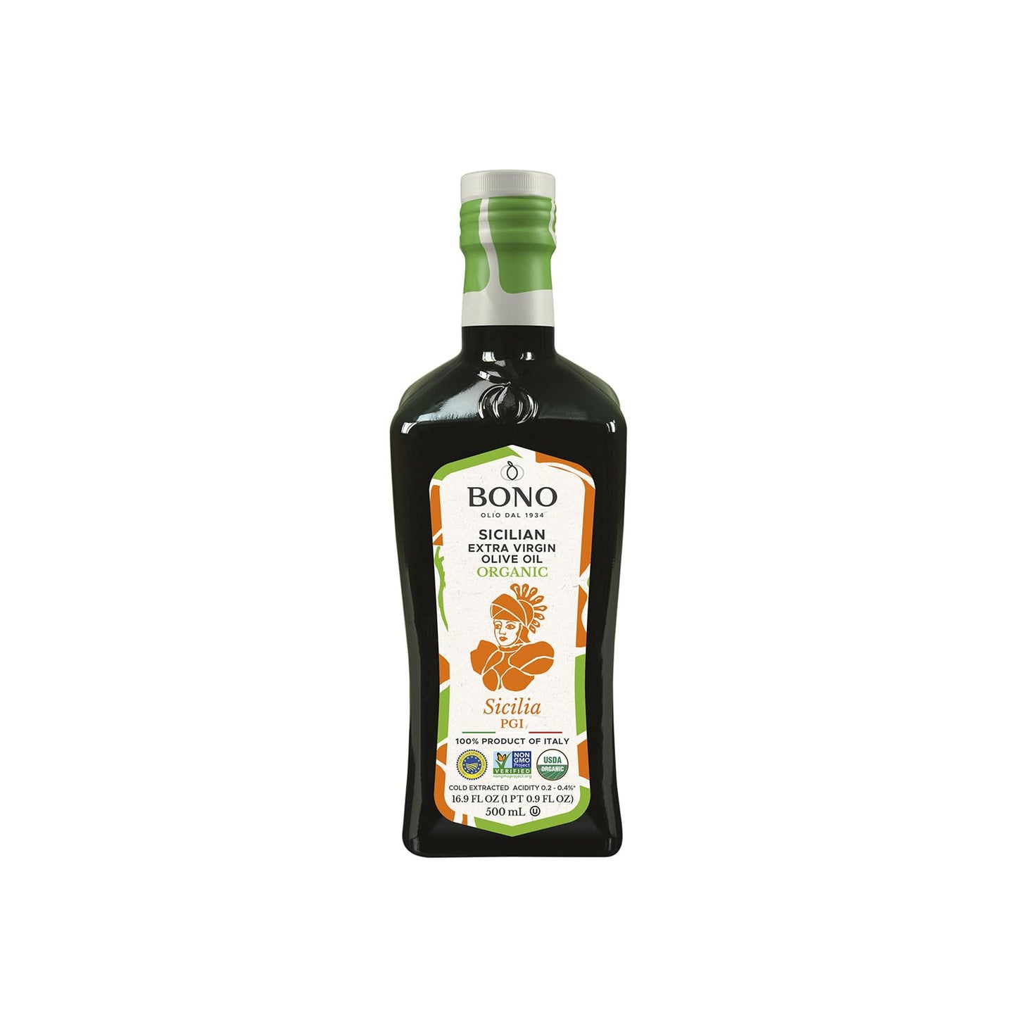Bono Sicilian Extra Virgin Olive Oil | Organic | Sicilia PGI | 100% Italian Extra Virgin Olive Oil, 16.9 oz
