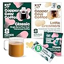 Copper Cow Coffee Pour Over Vietnamese Coffee Pouches + Sweetened Condensed Milk Creamers (8 Coffees & 8 Milk Creamers) | Classic Black Lattes, No