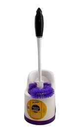 Toilet Brush and Holder Set with Under Rim Cleaner - Compact Bathroom Cleaning Brush with Stiff Bristles and Hygienic Plastic Stand - Deep Cleaning