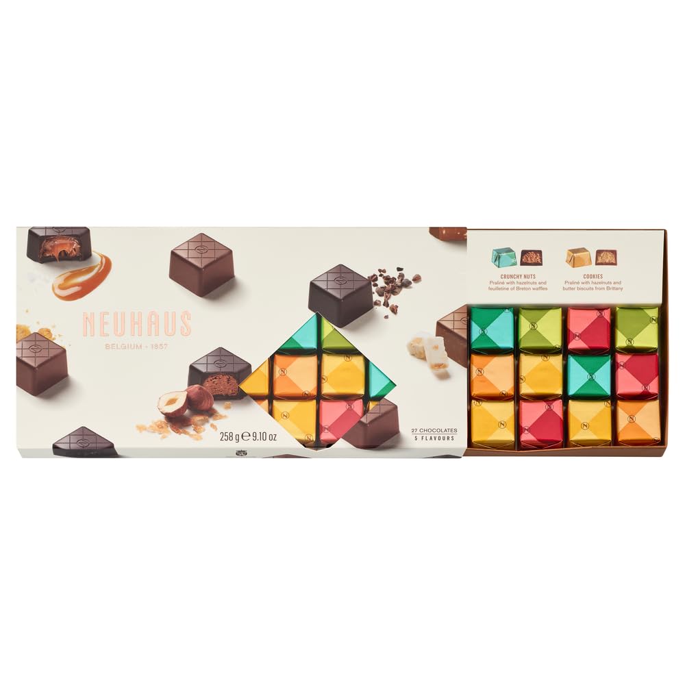 Neuhaus Belgian Chocolate Bonbons Box - 27 Individually Wrapped Bite-Size Pralines | Salted Caramel, Crunchy Nuts, Gianduja Nougat, Moelleux & Cookies