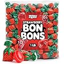 Strawberry Bon Bons Hard Candy, 1LB Bulk Bag - Individually Wrapped Old Fashioned Strawberry Filled Hard Candy with Soft Chewy Center, Classic Candy