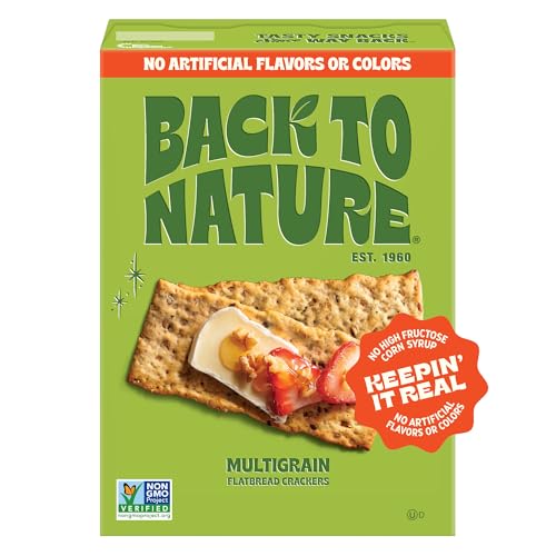Back to Nature Multigrain Flatbread Crackers, Non-GMO, Plant-Based Snack Cracker, Made with Wheat Flour & Whole Grains, Snack Happy, 5oz Box