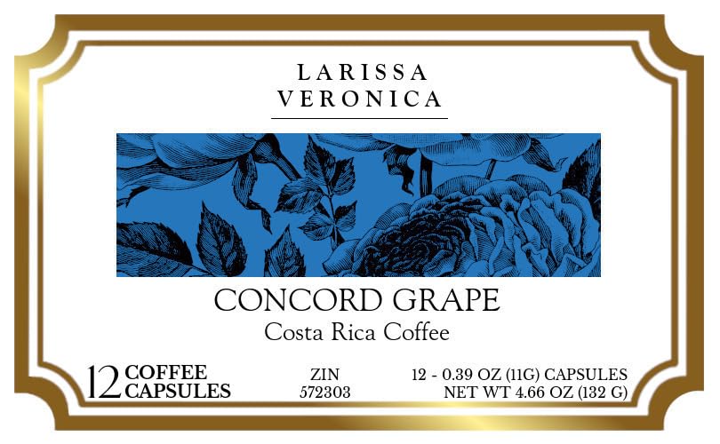 Concord Grape Costa Rica Coffee (Single Serve K-Cup Pods) (Gourmet, Naturally Flavored, Whole Coffee Beans) (12 pods, ZIN: 572303)