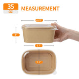Celel 50 Pack 35 oz Paper Food Containers with Lids, Paper Meal Prep Containers Microwavable and Freezer Use Cardboard Food Concertinas - 50 Bowls 50