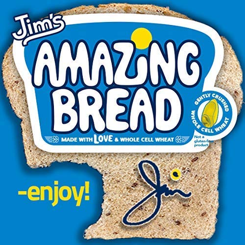 Jim's Amazing Bread/Sliced Whole Wheat Bread 2lb / Gluten Inactive Whole Cell Wheat / 5 Grams of Fiber/ 6 All-Natural Ingredients/Delicious