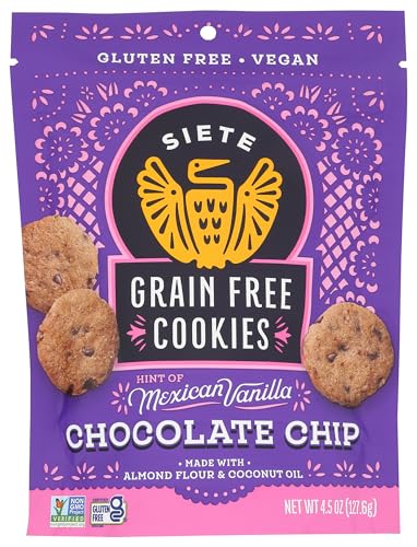 Siete Gluten Free Chocolate Chip Cookies w/ Hint of Mexican Vanilla | Vegan | Grain Free | Non GMO | Dairy Free | Made with Almond Flour & Coconut Oil