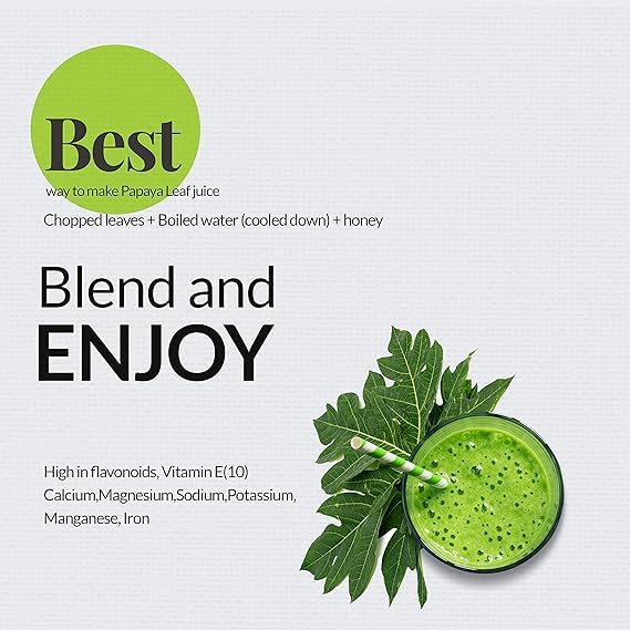 Akshit Dried Papaya Leaves, Leaf Tea, 100% Natural Green Papaya Leaf, 2.6oz, Dried Loose Leaves, Non GMO, No Additives, Caffeine Free.