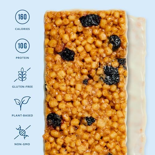 Mezcla Puff-Crispy Plant Based Protein Bars - Maple Blueberry - Healthy Snacks for Adults & Kids - Granola Bars for School, Travel, Office Snacks