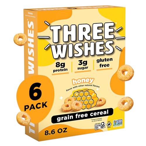 Three Wishes Grain-Free Protein Breakfast Cereal - 8g Protein and 3g Fiber - Healthy, Low-Sugar Breakfast Cereal, Gluten Free, Vegan-Friendly