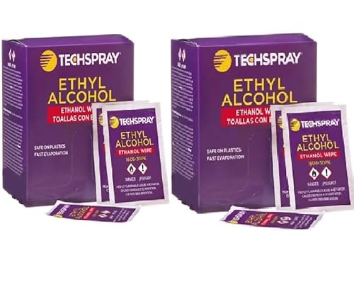 Techspray 1606-30pk Ethanol Wipes, 5-1/4 x 5-1/2", 30 per Pack (2-Pack) 60 Wipes Total