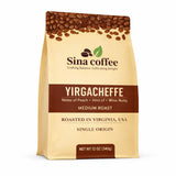 SINA COFFEE Premium Ethiopian Yirgacheffe - Single Origin Medium Roast Whole Bean Coffee - 16oz Freshly Roasted”