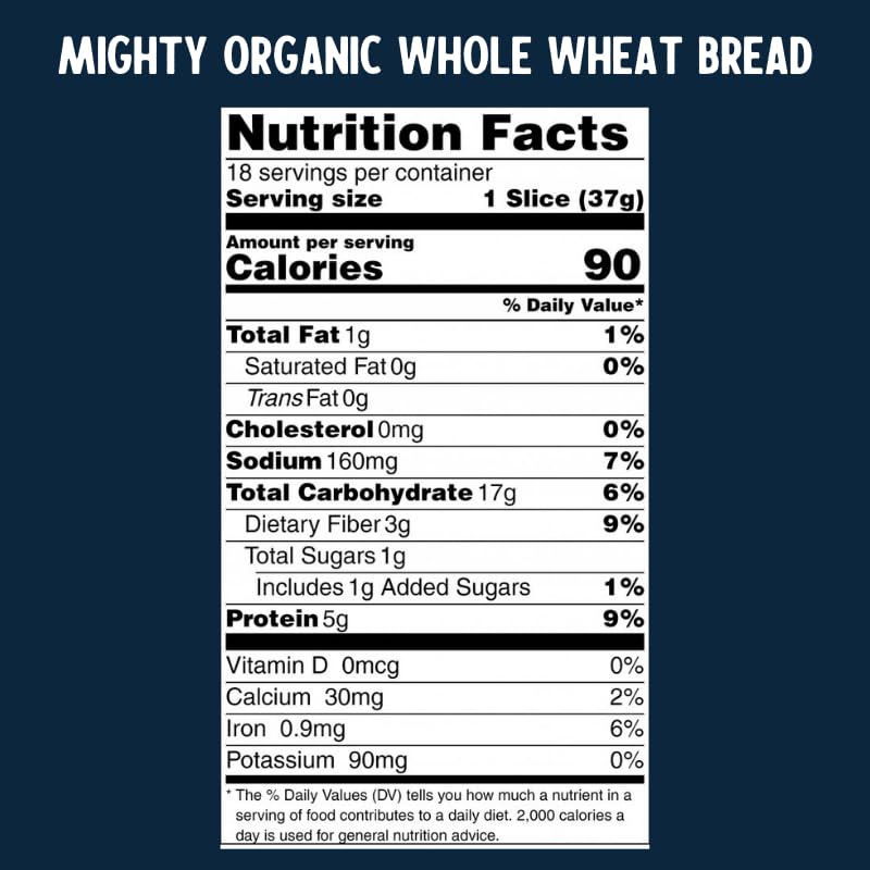 One Mighty Mill Whole Wheat Bread, 100% Organic, Fresh-Milled, Stone-Ground Flour - No Preservatives or Artificial Ingredients, Non-GMO, Kosher (16