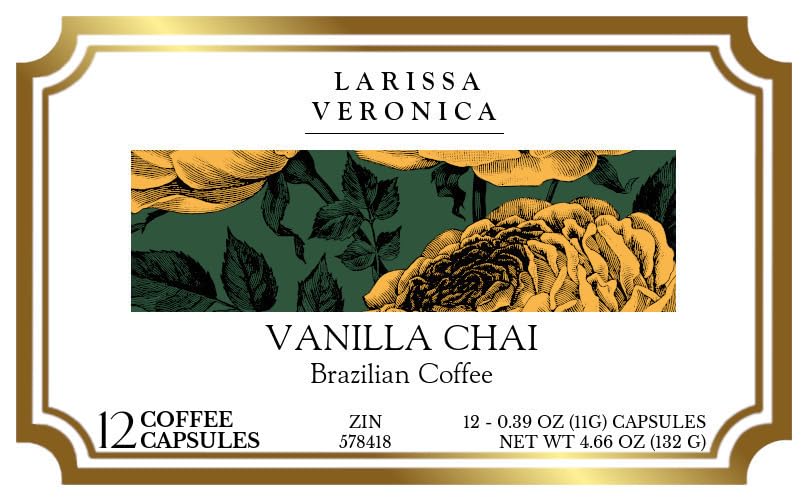Vanilla Chai Brazilian Coffee (Single Serve K-Cup Pods) (Gourmet, Naturally Flavored, Whole Coffee Beans) (12 pods, ZIN: 578418)