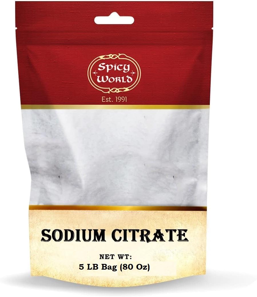 Spicy World Sodium Citrate Powder, 5 Pound Bag, Food Grade, Non-GMO, Emulsifier for Cheese and Molecular Gastronomy