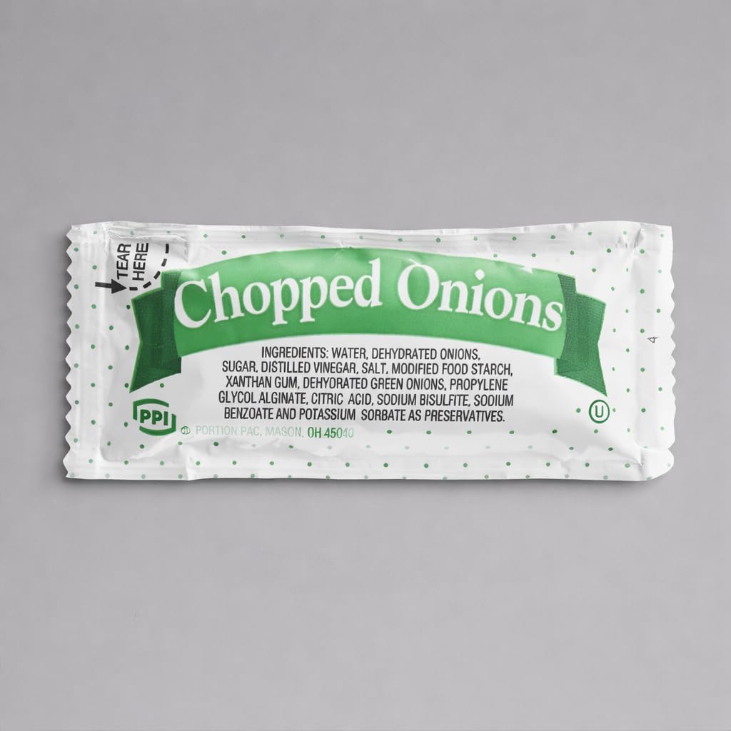 Chopped Onion Packets - Pack of 30 Individual Single Serve Condiment Packets for Hot Dogs & Burgers - Diced Onion Topping for Concession Stands, Food