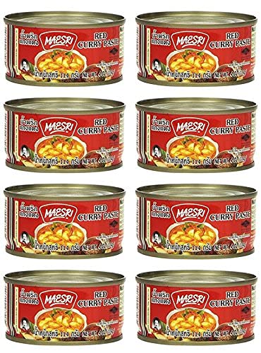 Maesri Thai Red Curry Paste - 4 oz (Pack of 8) - 4 SET