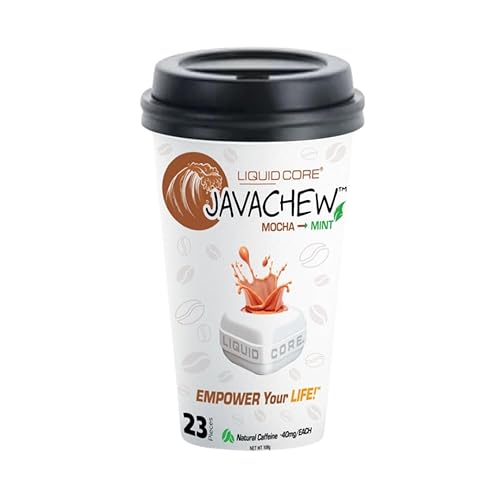 JAVACHEW Coffee Gum (23 Pieces) 40mg of Natural Caffeine per Piece - Sugar-Free Caffeinated Coffee Gum - No Aspartame - Xylitol for Oral Health, Mocha