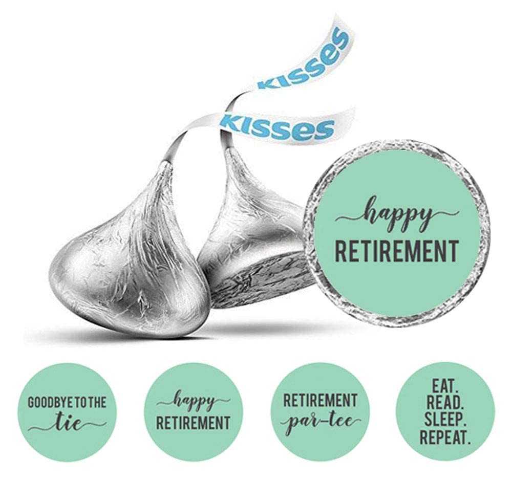 Darling Souvenir 190 Pieces Mint Retirement Party Chocolate Drop Labels Stickers - Self-Adhesive Mini Candy Wrappers for Farewell, Goodbye Event