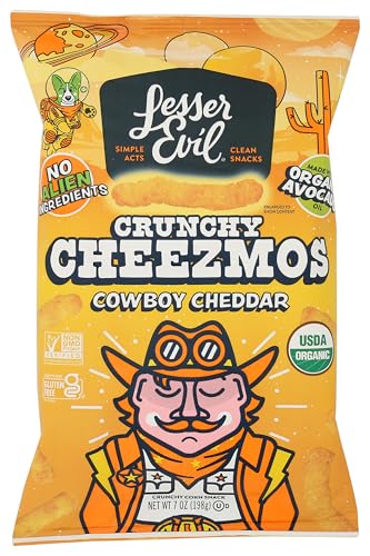 LESSEREVIL Organic Cowboy Cheddar Cheezmos, 7 OZ