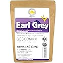 Earl Grey Tea, FLORAL & CITRUSY, Natural Bergamot Flavor Blended with ORGANIC Loose Leaf Tea, 110+ Cups, 8oz, ORGANIC CEYLON, OP Grade Tea, U.S.A