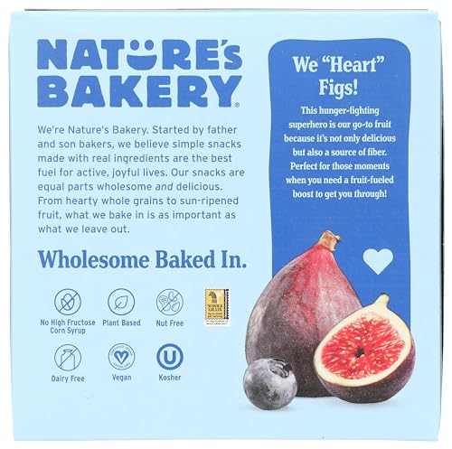Nature’s Bakery Whole Wheat Fig Mini Bars, Blueberry, Real Fruit, Vegan, Non-GMO, Snack bar, Mini Bars - 10 ct