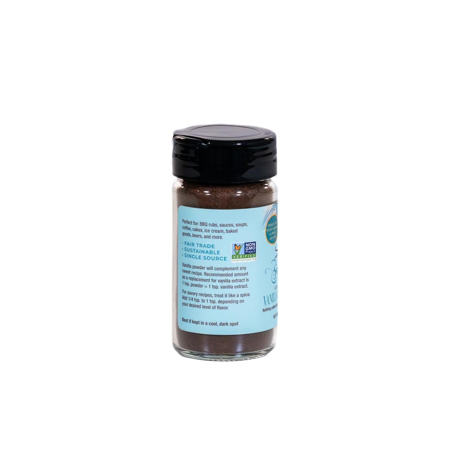 Vanilla Bean Powder, 2 oz. - 100% Ground Ugandan Bourbon Beans - Pure, Non-GMO, Rich & Aromatic for Baking, Coffee, Desserts