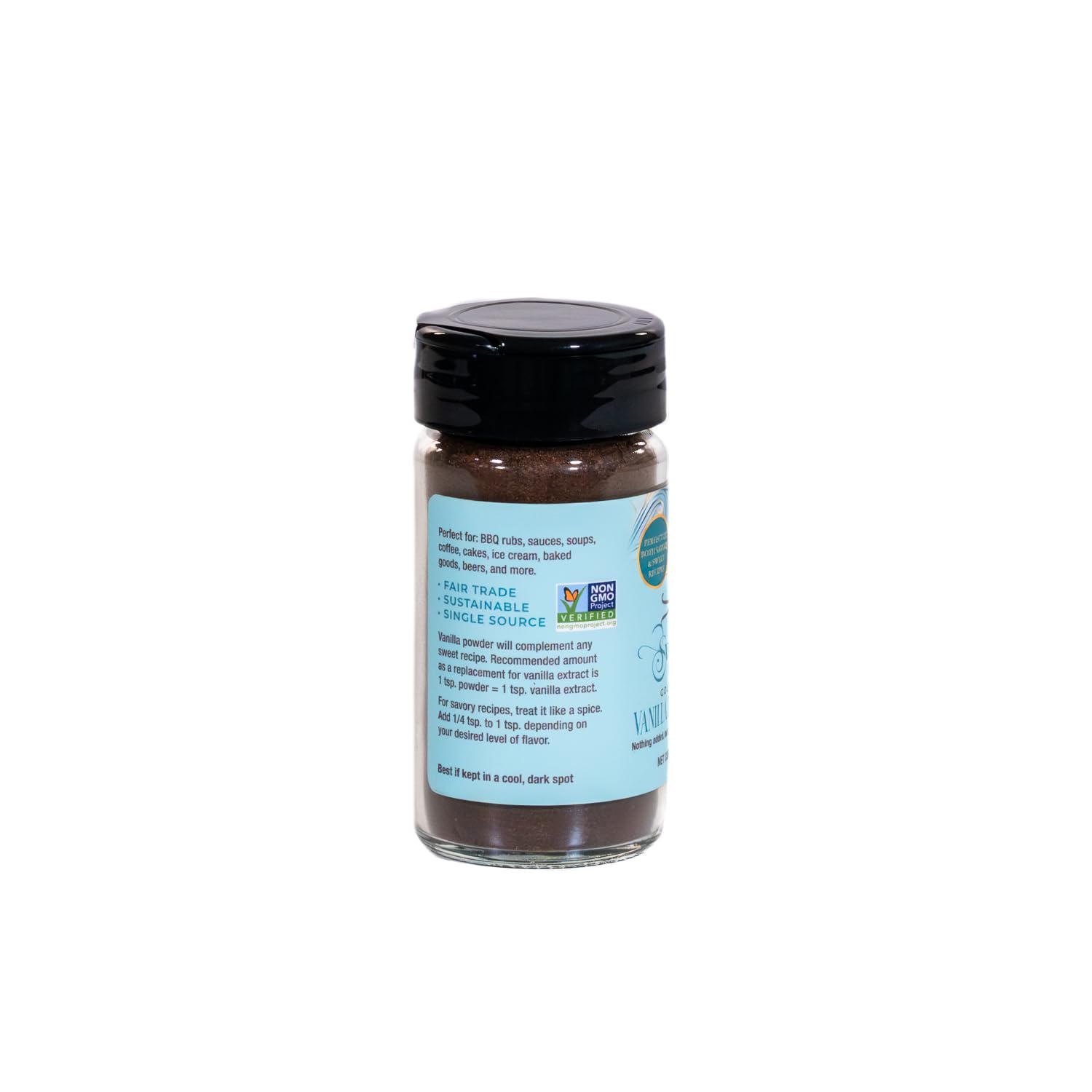 Vanilla Bean Powder, 2 oz. - 100% Ground Ugandan Bourbon Beans - Pure, Non-GMO, Rich & Aromatic for Baking, Coffee, Desserts