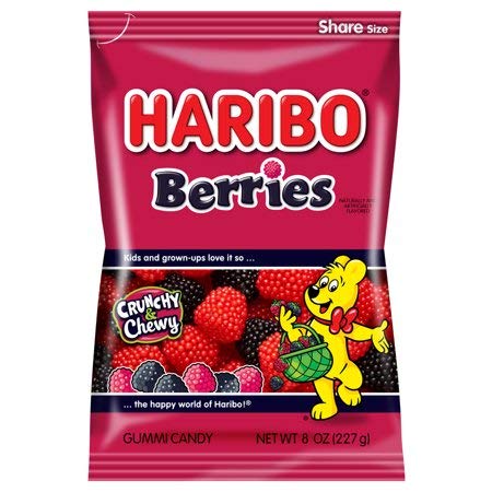 Haribo Gummi Candy, Berries, 5 Ounce