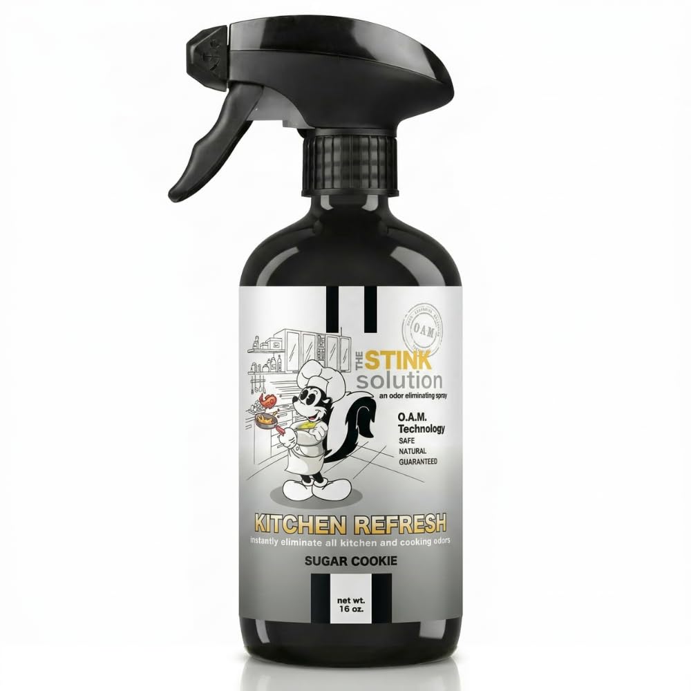The Stink Solution Kitchen Odor Eliminator For Strong Odor: Garbage Can & Refrigerator Deodorizer, Cooking & Trash Smell Remover 1 16 oz Bottle (Sugar