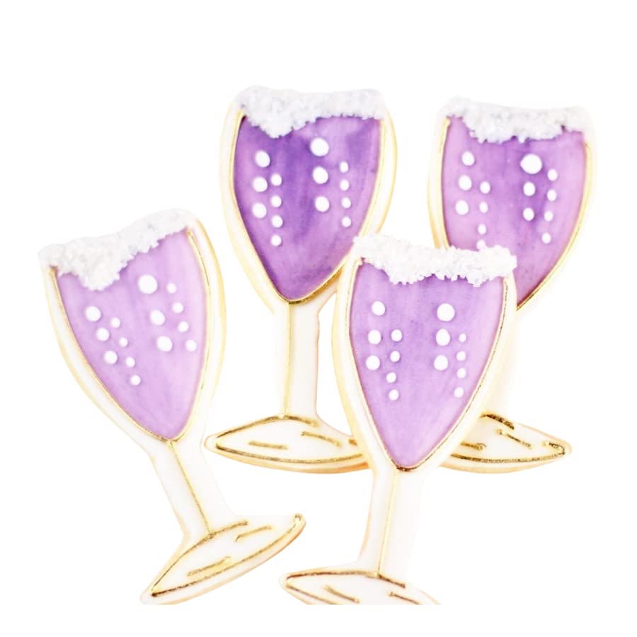 ½ Dz. Champagne Glass Cookies! Hand Painted Pink Elegance with a Stem of Bubbly! Hostess or Bridal Gift!