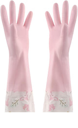 M Size Fleece Lined Cleaning Gloves, Waterproof PVC Household Gloves for Kitchen Dishwashing