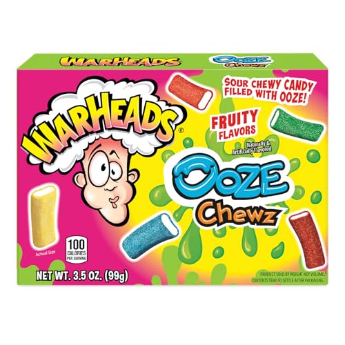 WARHEADS Ooze Chewz - Chewy Bite-Size Candy with Sour Filling - Mango, Strawberry, Green Apple, Black Cherry, Watermelon & Blue Raspberry Flavors