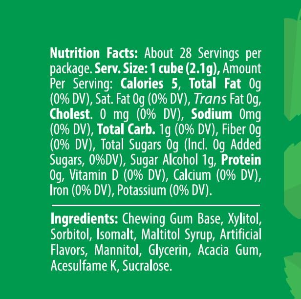Elite, Must, Sugar Free, Spearmint Gum Cubes, 2oz (6 Pack)