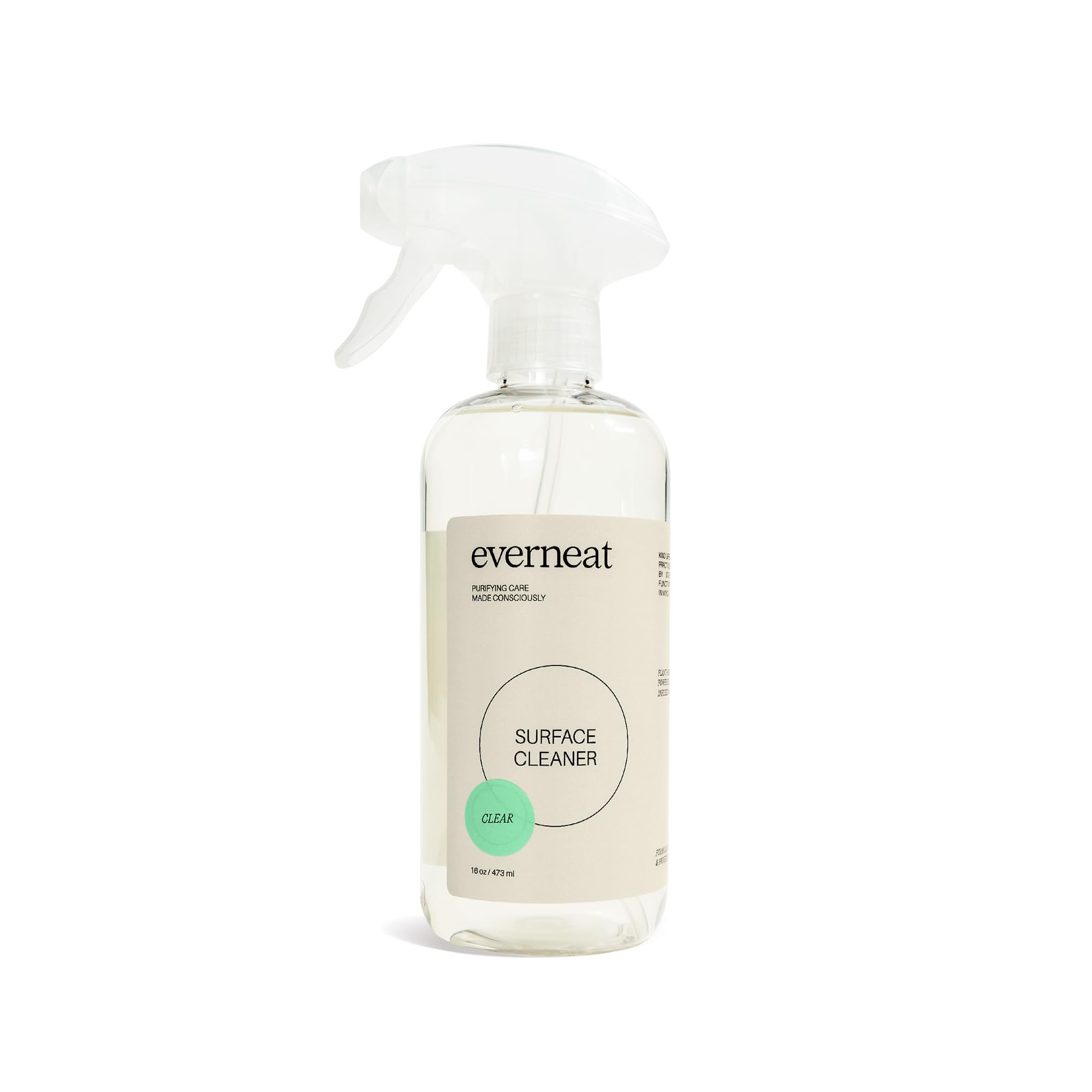 Everneat Probiotic Surface Cleaner Concentrate - Cleans for Days, Refillable, Non-Toxic | Plastic Spray Bottle | Unscented | 1 oz (Just Add Water)