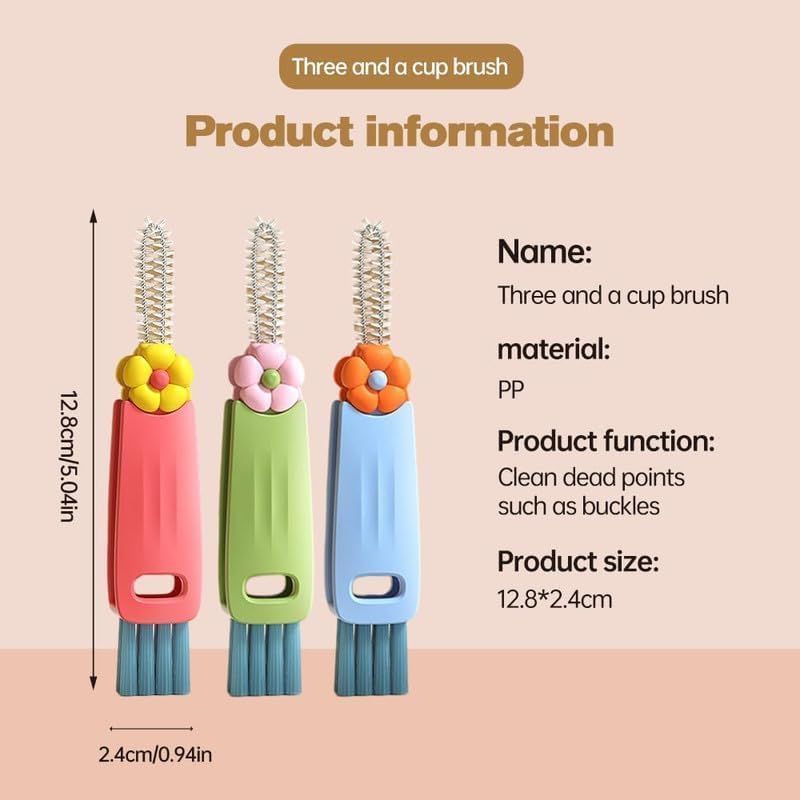 3 in 1 Cup Lid Cleaning Brush, 2025 Upgrade Cups Cleanings Brushs Portable Crevice Cleanings Brushs Set for Baby Bottle Gap Tight Spaces Cups