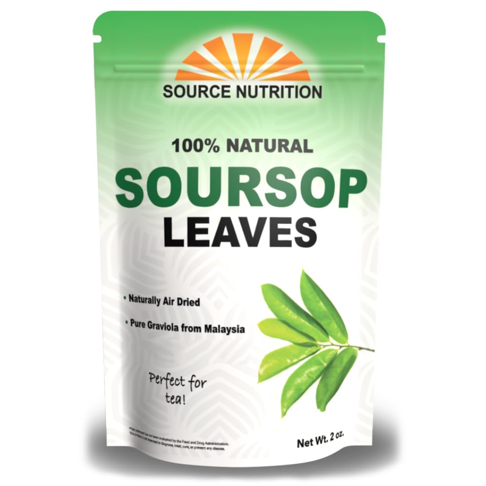Soursop Leaf Herbal Tea Bags, 30 Count - All-Natural Dried Annona Muricata Leaves, Caffeine-Free Herbal Tea