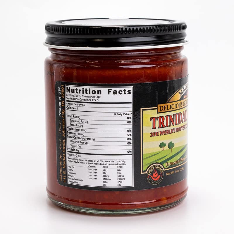 Trinidad Scorpion Pepper Butch T Mash by Magic Plant - Lava Hot Scorpion Chili, 1.2M - 2M SHUs - Fruity Tangy Flavor, Make Hot Sauce, Hot Honey, Spicy